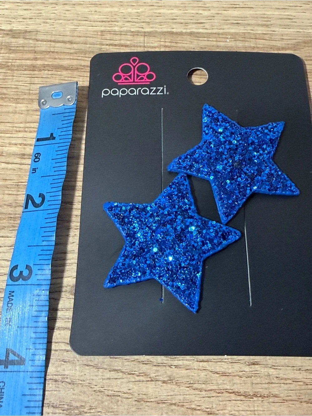 paparazzi Bright Blue Glitter Star Hair Clips